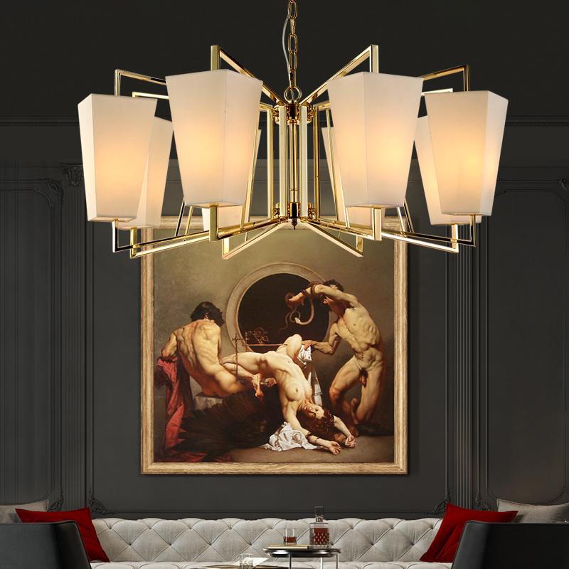 

Pendant Lamps Fabric Bedroom Chandelier Metal Post-modern Minimalist Model Room Lighting Hong Kong-style Light Luxury Restaurant