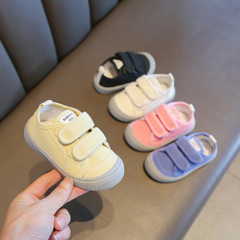 

Athletic & Outdoor Children Canvas Shoes Kids Autumn Soft-soled Flat Boys Girls Kindergarten Indoor Hook Loop Solid White ShoeAthletic, Blue