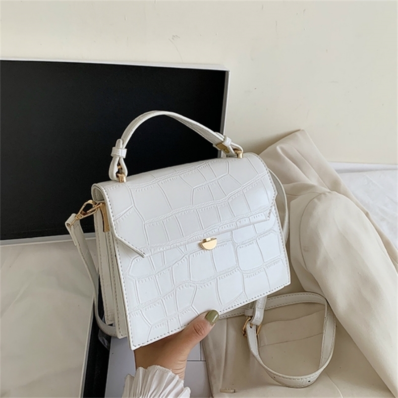 

SWDF Stone Patent White Crossbody Bags For Women Small Handbag Small Bag PU Leather Hand Bag Ladies Designer Evening Bags 220401, Green