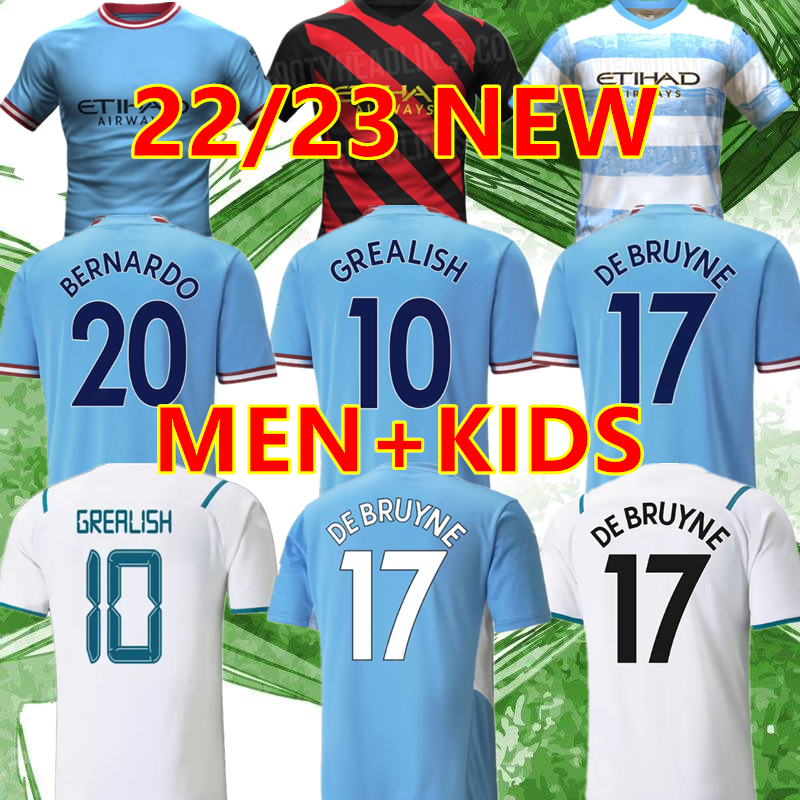 

21 22 23 HAALAND SOCCER JERSEYS GREALISH STERLING MANS CITIES MAHREZ fans player version DE BRUYNE FODEN 2022 2023 football tops shirt kids, 2021 home kids