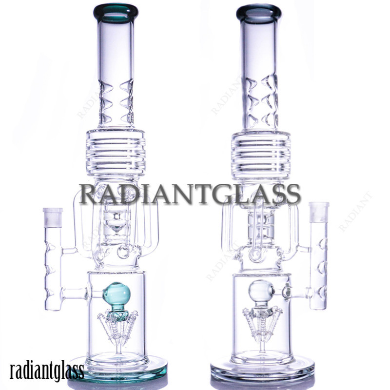 

Hookahs 20 Inch Thick Big Glass Bongs Recycler Oil Dab Rigs Bong Drum Barrel Perc Water Pipes Slitted Rocket Percolator 19mm Joint With Bowl