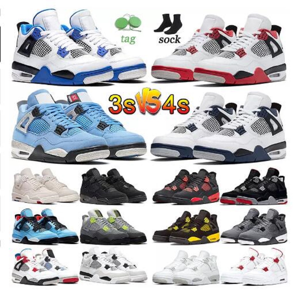 

Man Shoe Designer Jumpman 4 4s Mens Basketball Shoes Authentic 3 3s Reto Gs Motorsports Midnight Navy UNC New Fire Red Slim Shady Cactus Jack Sneaker Outdoor Trainer, # 7