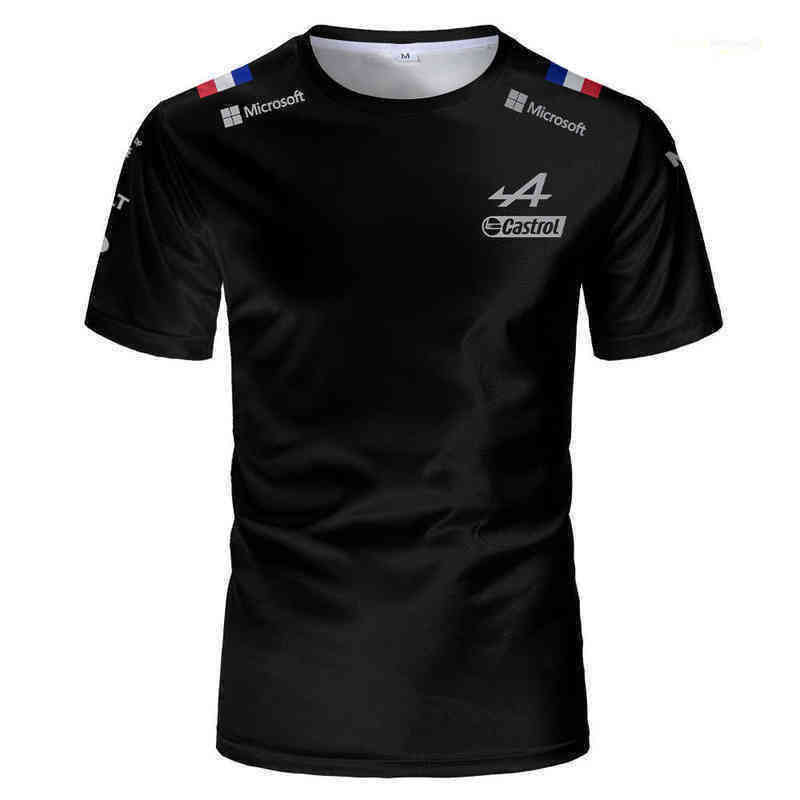 

Summer Aelling F1 Racing Alpine Team T-shirt Black and Blue Formula 1 Outdoor Extreme Sports Enthusiasts Men's Short Sleeves, Tml08825lj