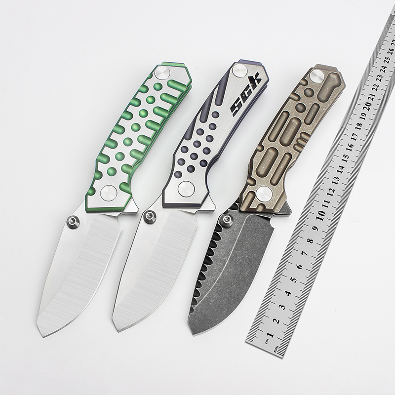 

SCK Custom Folding Knife Thickening S35VN Blade Anodic Oxidation Titanium Handle Outdoor Knives Tactical Survival Camping Hunting Emergency Tools Pocket EDC