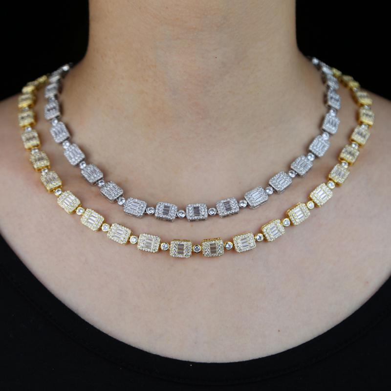 

Chains Iced Out Bling Cz Cluster Tennis Chain Choker Necklace Hiphop Baguette 5A Clear Cubic Zirconia Mens JewelryChains ChainsChains