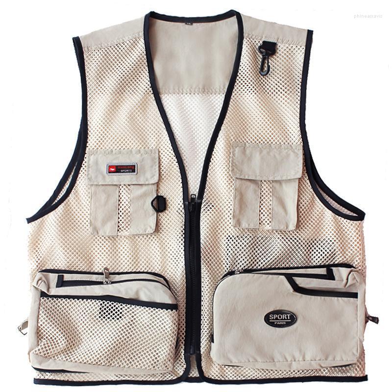 

Men's Vests -4XL Ultralight Casual Mesh Vest Multi Pockets Waistcoats For Men Women Fishing Hiking Pography Jackets Sports Camping Phin22, Beige