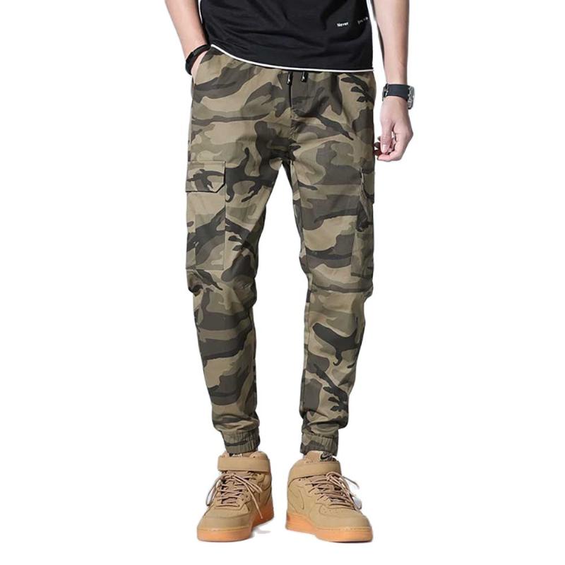 

Men's Pants Military Slim Design Cargo Men Joggers Ankle-Length Elastic Waist Trousers Army Style Camouflage Harem Man ClothingMen's, Army camo