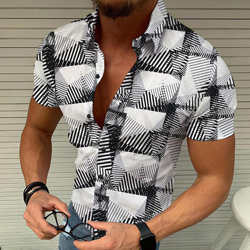 

Mens Short Sleeve Shirts Summer Single Breasted 3D Printed Tops Slim Fit Casual Hip Hop Clothing Hawaiian Shirts 220616, Photo color