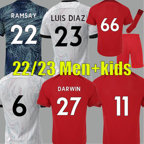 

21 22 23 RAMSEY season home away 3rd RED YELLOW DARWIN soccer jerseys 2022 2021 2023 Luis Diaz football shirts men kids kits uniforms, 22/23 third