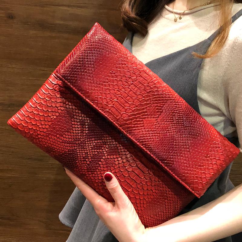 

Evening Bags BEACH Snake Large Day Clutch Party Envelope Purse Women Bag Leather Handbag Luxury Handbags BagEvening, Black