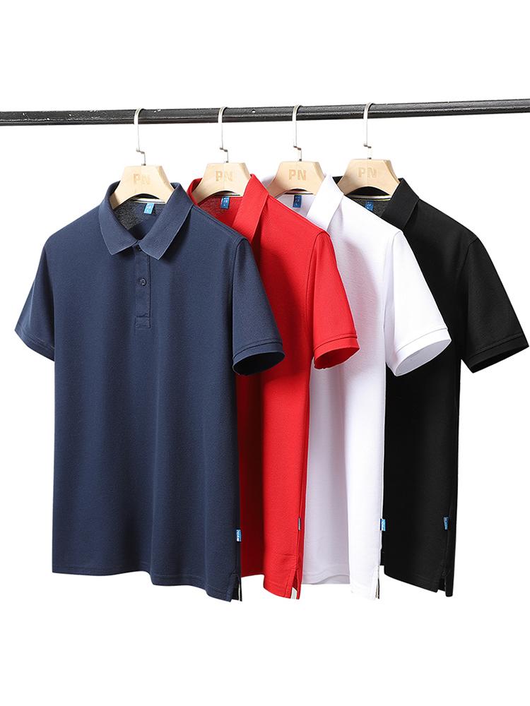 

Men's Polos Summer Breathable Cotton Shirt Men Short Sleeve Classic Solid Color Casual Male Slim Fit Golf Tee TopsMen's Men'sMen's, Black
