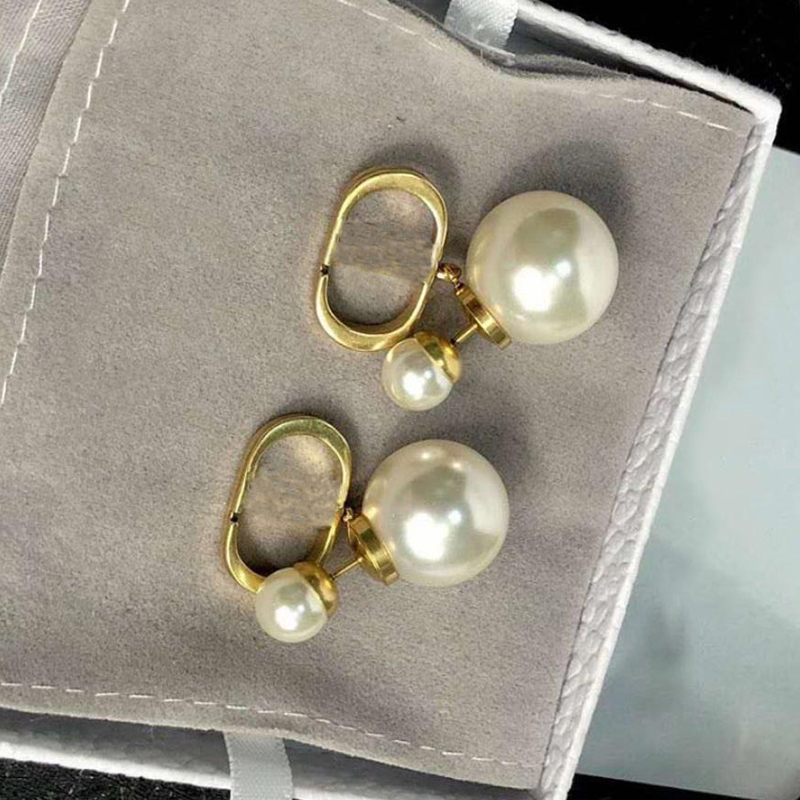 

Classic 18K Gold Plated Designer Ear Stud Earrings Brand Designers Geometry Letters Fashion Women Imitation Pearl Earring Wedding Party Jewerlry ER0261