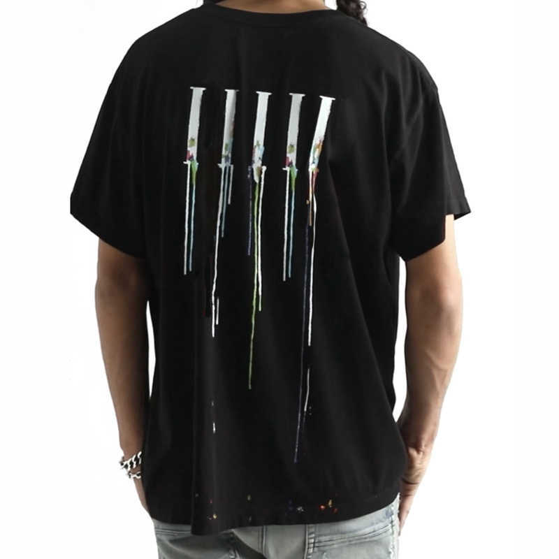 

Letter Printed Tee color ink splash printed Fashion Man Women T-shirt FZTX165, Black