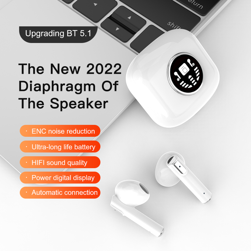 

Battery Status Display TWS Wireless Earphone Bluetooth 5.0 P40 Mobile Earphone Earbuds Half in-ear buds Wireless Charging With Charging Case, White