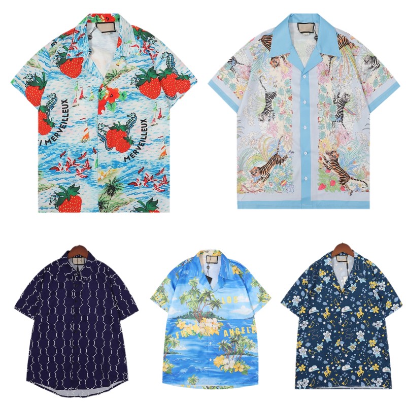 

Men Designer Shirts Fashion Tiger Letter printing T-shirt Casual Shirts Slim Fit Short Sleeve Dress Shirt, Style7
