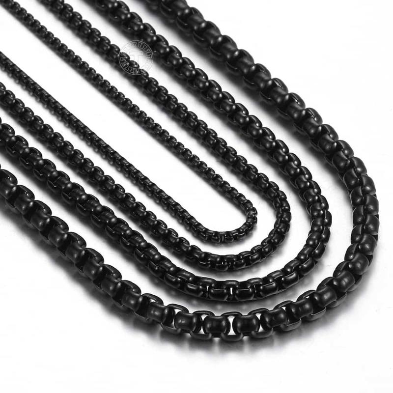 

Chains Mens 2/3/4/5 Mm Necklace Stainless Steel Black Round Box Link Chain Necklaces For Boy Wholesale Jewelry 18-28" DLKNM118