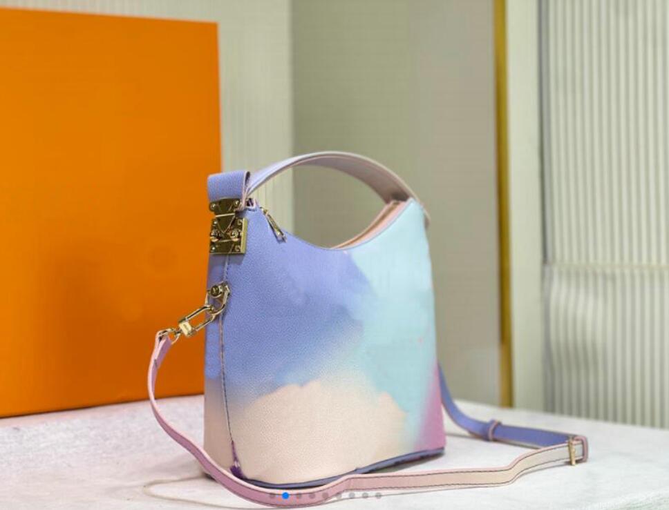 

Women M59861 designer bag fashion hobo Bags 2022 luxury Genuine Leather tote bag dumpling bun shoulder clutch handbag crossbody package, Blue