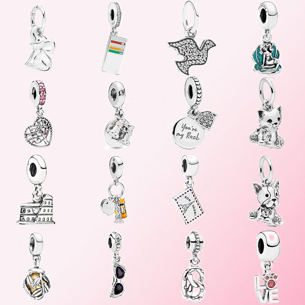 

New 925 Silver Heart Binoculars Pendant Charm Sweet Cat Hanging CharmHanging Pendant Fit DIY