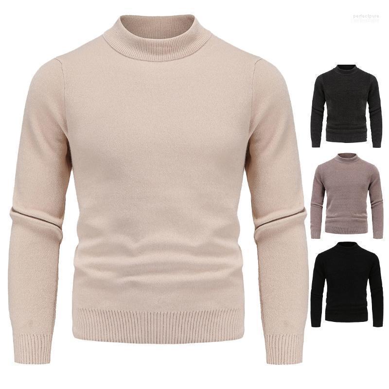 

Men's Sweaters Autumn And Winter Fashion Casual Sweater Thickened Warm Solid Color Long-sleeved Perf22, Black