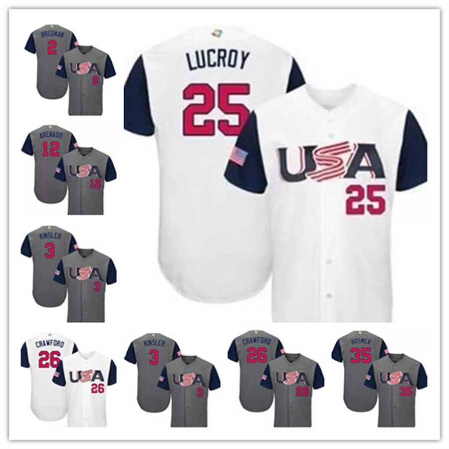 

World Baseball Classic WBC Team 2017 USA Baseball Jersey 27 Giancarlo Stanton 28 Buster Posey 35 Eric Hosmer Arenado 22McCutchen Jerseys, Colour