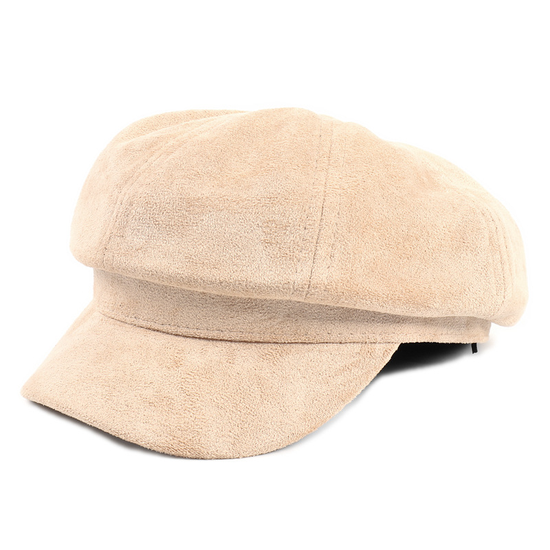 

Fashion Designers Beret Caps Female Autumn And Winter Korean Style Japanese Stylish Deer Velvet Navy Hat Octagonal Cap British Solid Color Hard Edge Outdoor Hats, Coffee