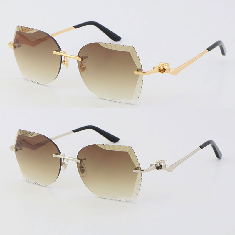 

Wholesale Rimless Unisex Fashion Leopard Series Sunglasses Designer Metal Driving Butterfly glasses UV400 3.0 Thickness Frameless Diamond Cut Lens Eyeglasses
