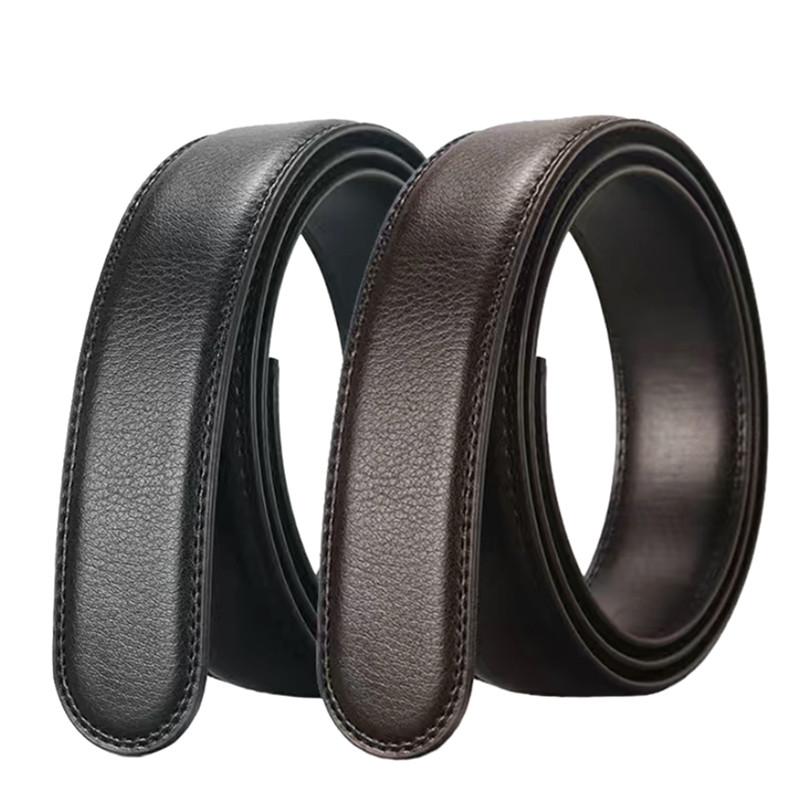 

Belts LannyQveen 3.5cm Belt Strap 150-170CM Long Big Size Artificial Leather PU Black Brown Colors Automatic No Buckle Mens