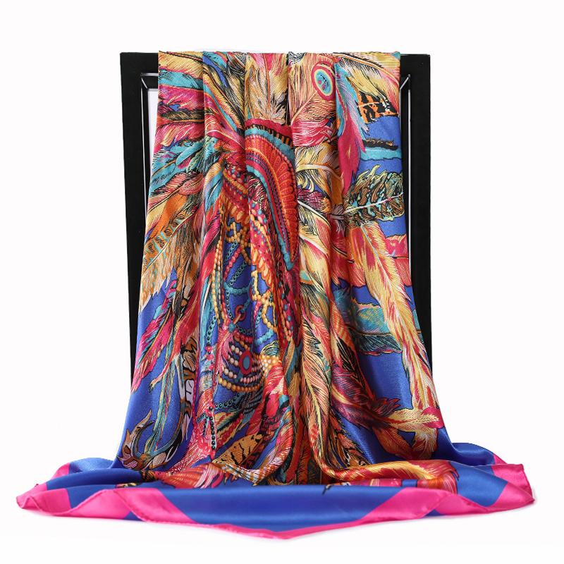

Scarves Four Seasons Fashion Square Kerchief 90X90CM Luxury Shawls Europe And America Silk Print Sunscreen Bandannas
