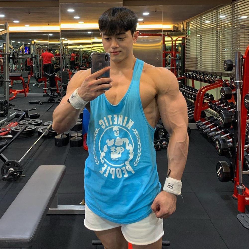 

Gym Sleeveless Shirt Men Bodybuilding Tank Tops Fitness Workout Cotton Print Singlet Stringer Undershirt Male Casual Summer Vest, C5