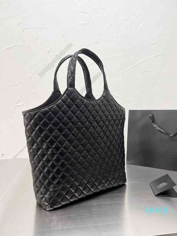 

quilted textured black leather tote shopping bag size 33x37cm