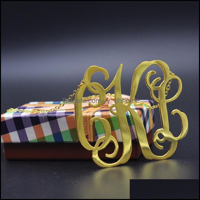 

Pendant Necklaces Pendants Jewelry 2.5" Inch Big Necklace 925 Sier Customize Initial Personalized Larg Dhddi