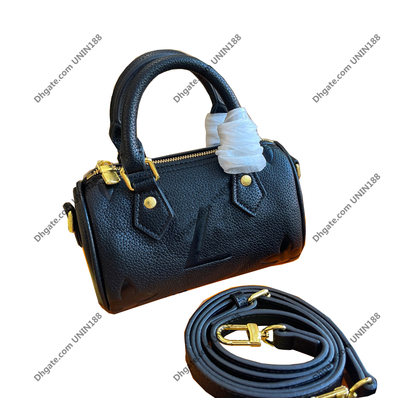 

Women Mini Totes Bags Nano Speedy Bandouliere Handbag Luxurys Designers Shouder Crossbody Bag Messenger Ladies Handbags With Detachable Shoulder Strap 16CM, Black embossing