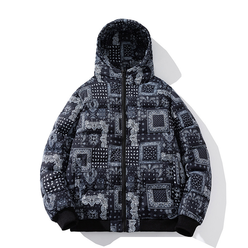 

Men' Jackets Kapital Man Street Loose Floral Print Thickened Crew Neck Cotton Padded Jacket For Men And Women, Gray