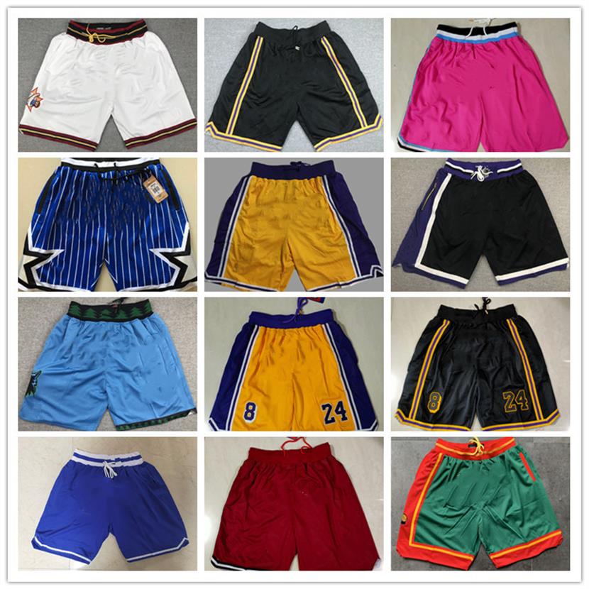 

Men Team Basketball Shorts Just Short Don With Pocket Zipper Hip Pop Sport Wear Pant Sweatpants Blue White Black Red Purple Stitch183T