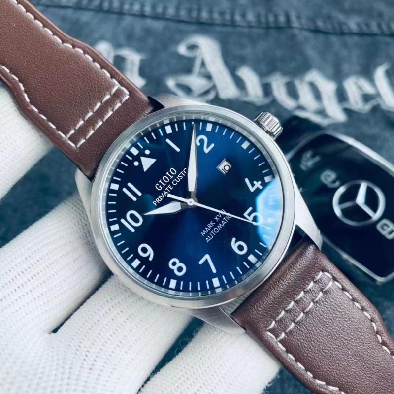 

Wristwatches Luxury Mens Automatic Mechanical Watch Brown Black Leather Stainless Steel Luminous