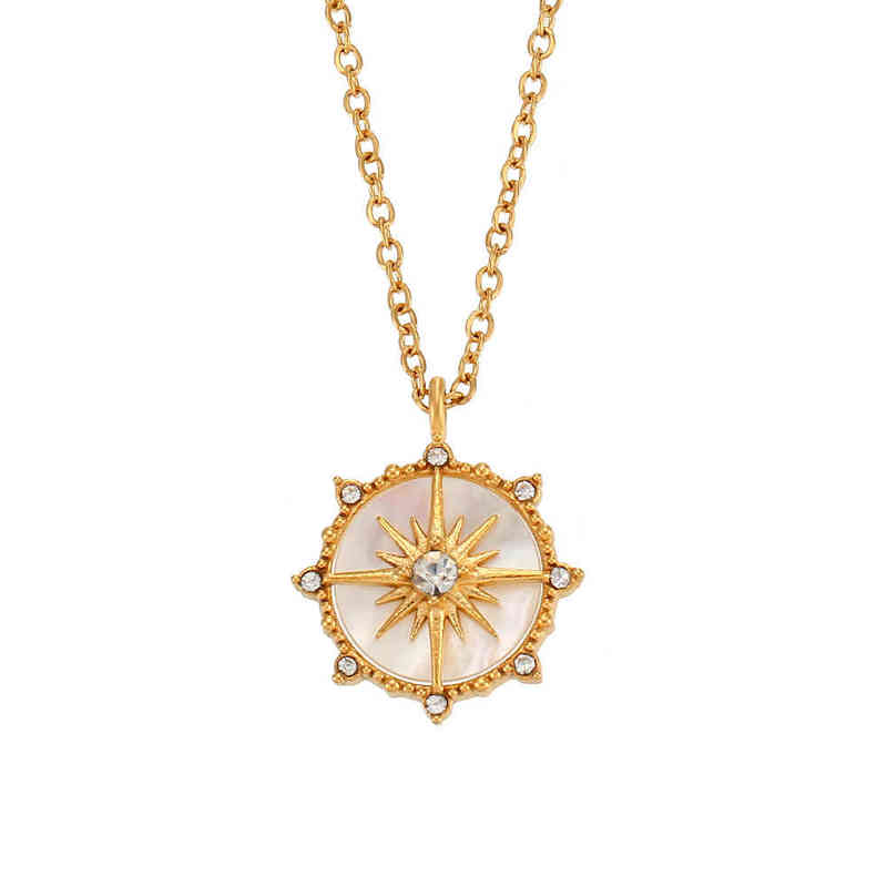 Colliers pendentifs de créateurs ins mode populaire minoritaire Design Bijoux Lucky Roue octogonale Star Shell Pendant Collier femelle 220609