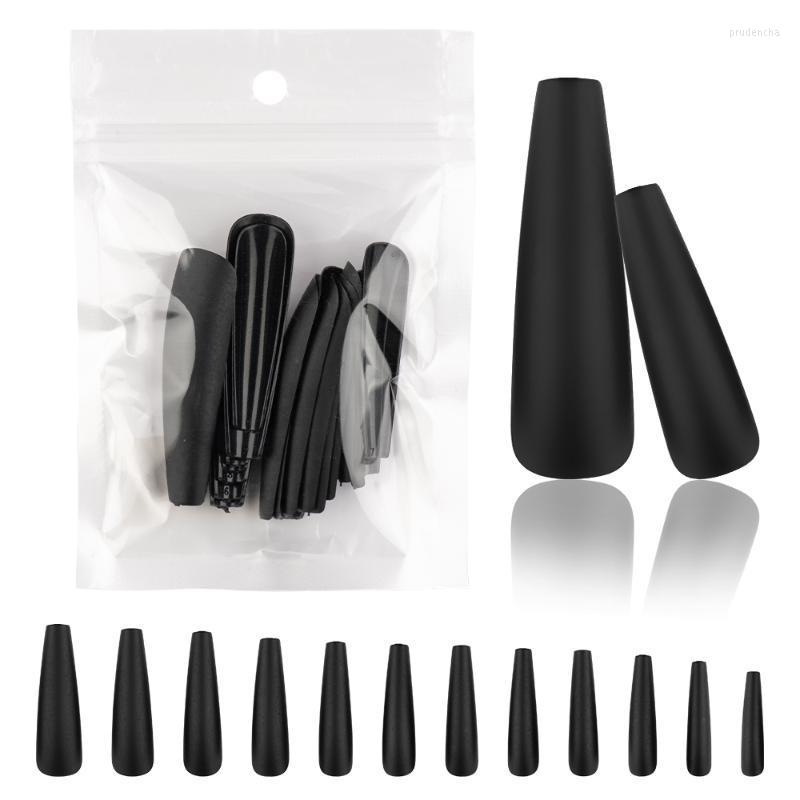 

False Nails 24pcs Elegant Black/White/Nude/Red/Pink Nail Art Tips Matte Long Ballerina Press On French Artificial Finger Decor Prud22, Moc-opp12