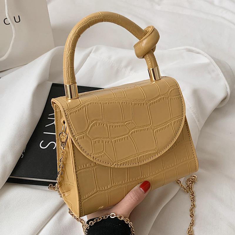 

Evening Bags Designer Women Yellow Green Small PU Leather Shoulder Female Chain Crossbody Bag Crocodile Stone Patent Handbags