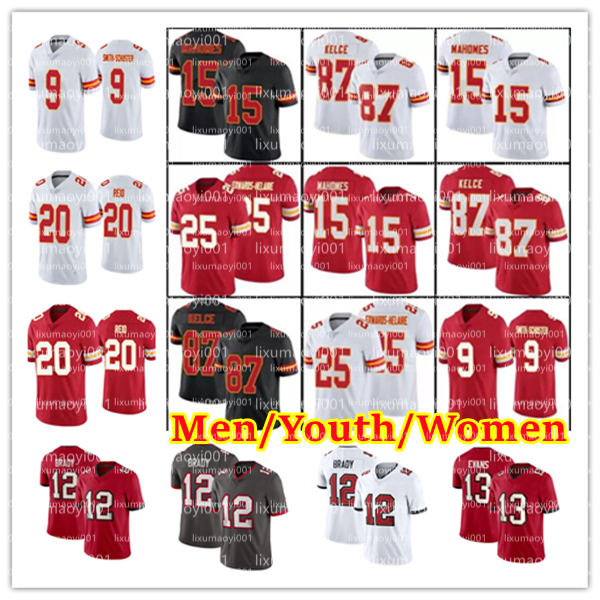 

9 JuJu Smith-Schuster 15 Patrick Mahomes MENS WOMENS YOUTH Football 87 Travis Kelce Jerseys 20 Justin Reid 12 Tom Brady 13 Mike Evans Red stitched Jersey, As