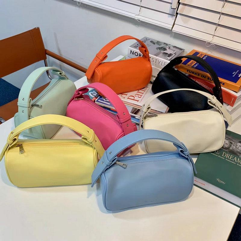 

Evening Bags Women's Candy Color Portable Hand Bag Zipper One-shoulder Diagonal BagEvening, Beige