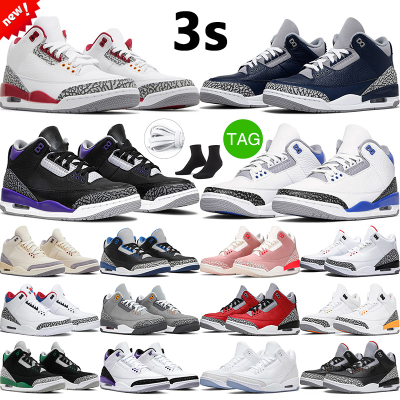 3s rétro laser orange hommes femmes chaussures de basket-ball fragment conception de lance franc de la ligne Jumpman 3 mâles mâles sportifs baske