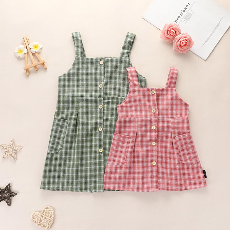 

Girl's Dresses 1-4Y Summer Kids Baby Girls Princess Dress For Sleeveless Elegant Plaid Printed Sling Gir Party Kid Outfit, Red;yellow