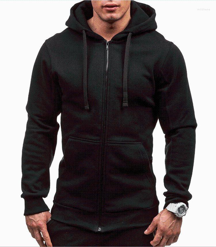

Men' Hoodies & Sweatshirts Arrival Men' Hooded Zipper Hoodie Men Sweatshirt Solid Color Man Hoody For MaleMen' Mild22, Black