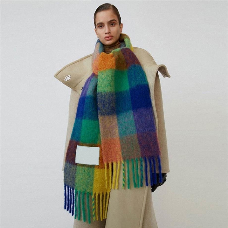 

2021 winter AC imitation cashmere scarf women high quality color matching thick warm colorful striped gradient shawl 250 36cm 13pc279t