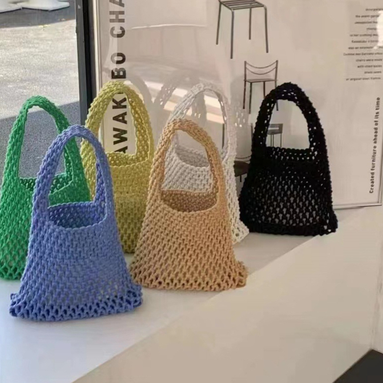 

Korean-Style Fashionable colorful Women's Handmade Niche Fashion Online Red Envelope Portable Hollow Woven Bag, As pic