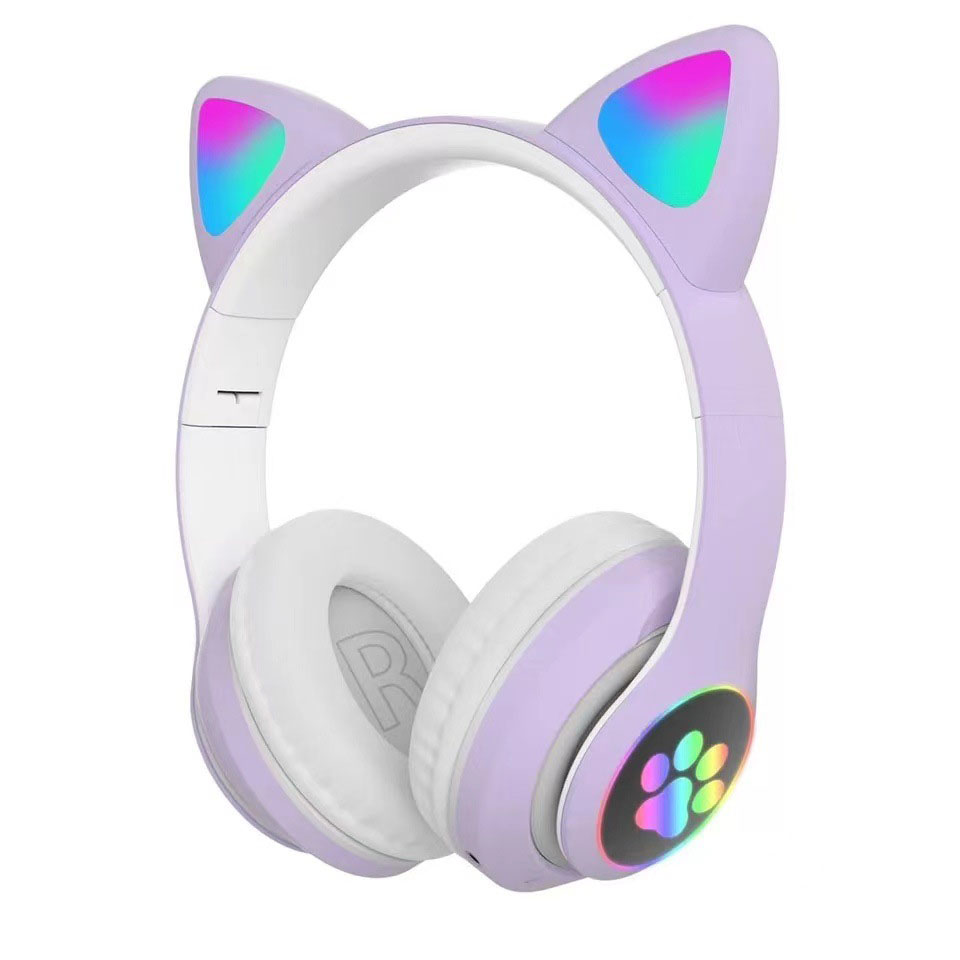 

Bluetooth Headphones Earphones Glowing Cute Cat&Ear Paw LED Girls Gift Kids PC Gamer Auriculares Earphone Wireless Headset, Mix color