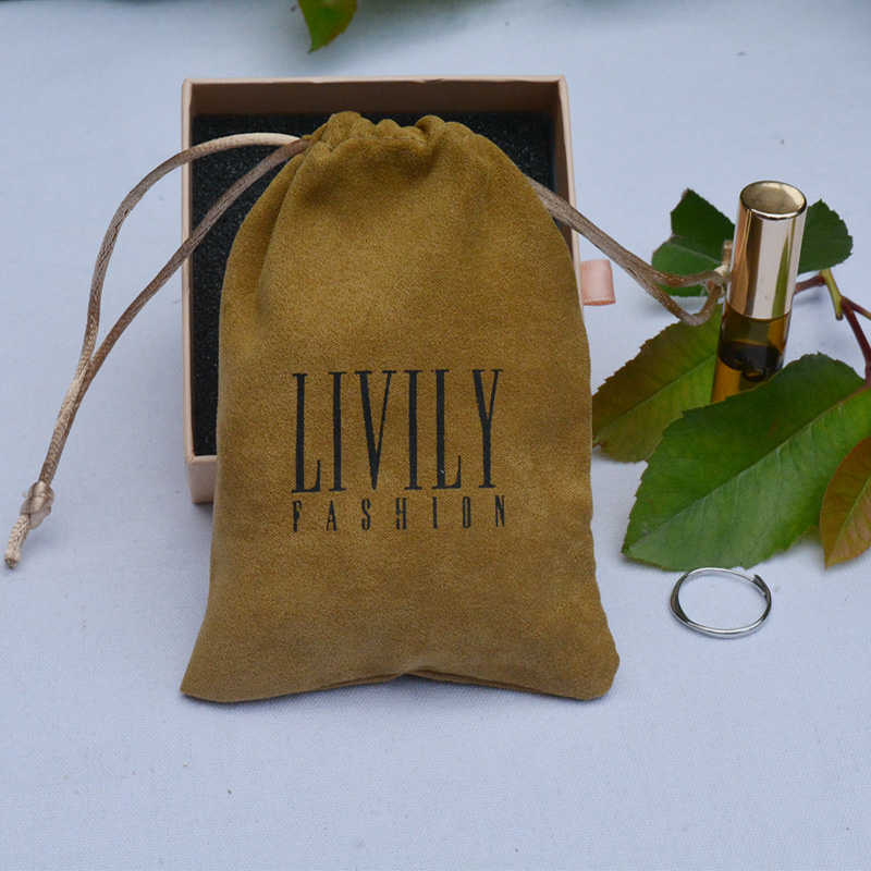 

Brown Flannel Gift Bags pack of 50 Makupe Packaging Pouches Hair Wigs Jewelry Logo Suede Sack