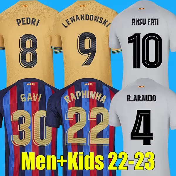 

LEWANDOWSKI PEDRI KOUNDE ADAMA soccer jersey FERRAN 22 23 ANSU FATI 2022 2023 GAVI RAPHINHA Camisetas de football barcelona DEST kit shirt men kids sets barca, Men 3rd ucl