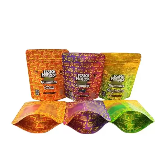 

KOKO NUGGZ edibles bag Gummies Run tz Ziplock Packaging bags mylar plastic pouch 3 Watermelon Orange Blue Raspberry