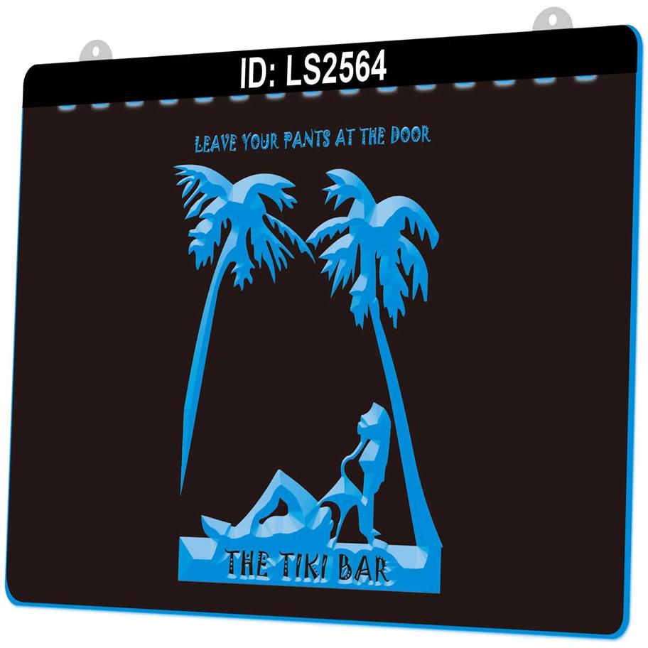 

LS2564 Tiki Bar Leave Your Pants at THe Door Light Sign 3D Engraving LED Whole Retail269v